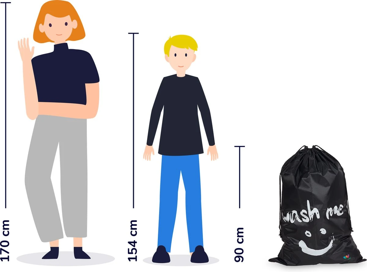 Wonair - Grote Waszak - Laundry Bag - Wash Me - 60x90cm - Zwart - Met Trekkoord 7 Wonair - Grote Waszak - Laundry Bag - Wash Me - 60x90cm - Zwart - Met Trekkoord - Afbeelding 5