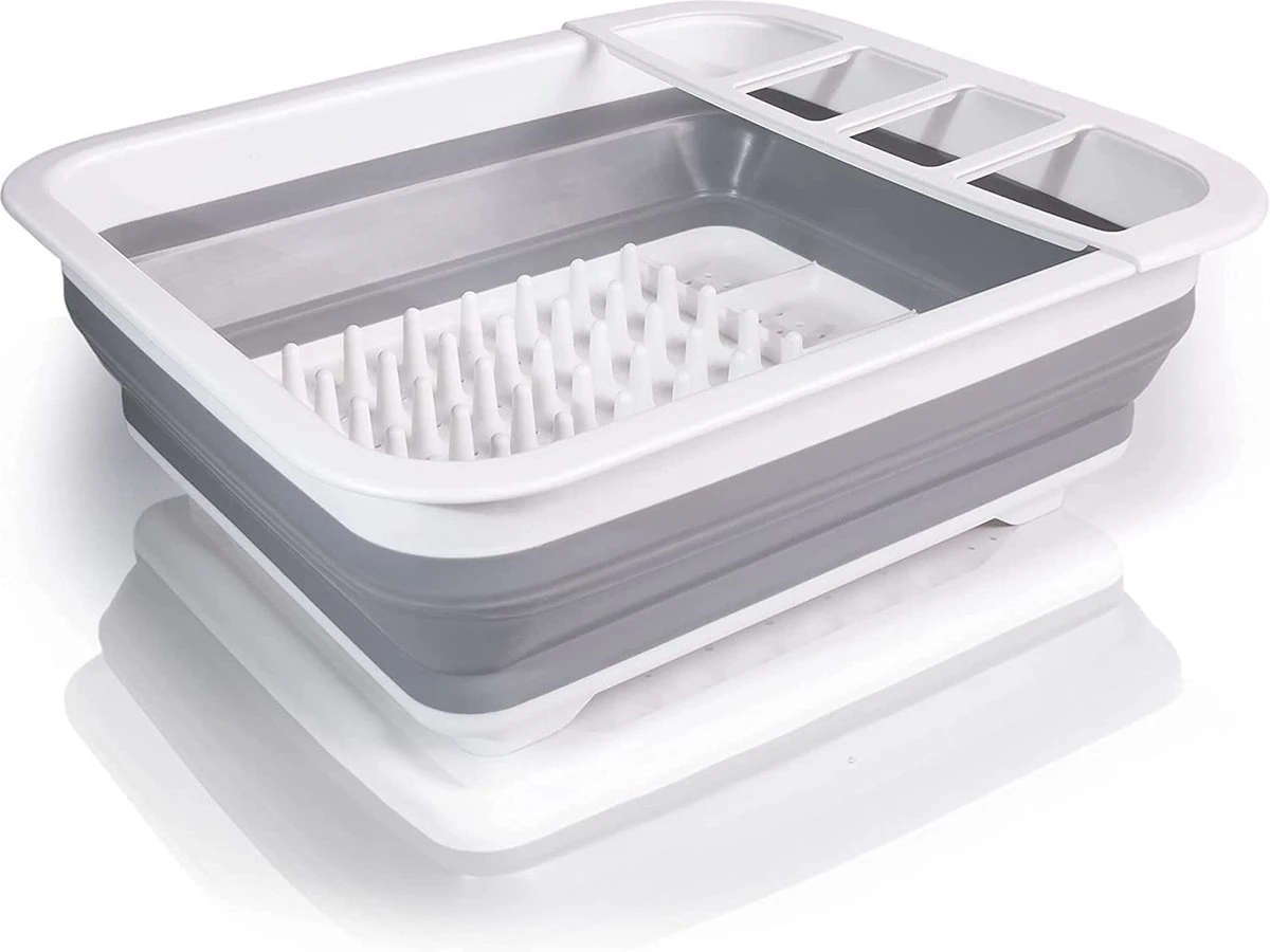 Amazy Afdruiprek Opvouwbaar & Bpa-vrij - Afdruiprek Voor Het Drogen Van Bestek, Borden, Glazen & Flessen - Afdruipmat In Grijs-wit Van Kunststof & Silicone Voor Gootsteen, Spoelbakken, Keuken 7 Amazy Afdruiprek Opvouwbaar & Bpa-vrij - Afdruiprek Voor Het Drogen Van Bestek, Borden, Glazen & Flessen - Afdruipmat In Grijs-wit Van Kunststof & Silicone Voor Gootsteen, Spoelbakken, Keuken - Afbeelding 5