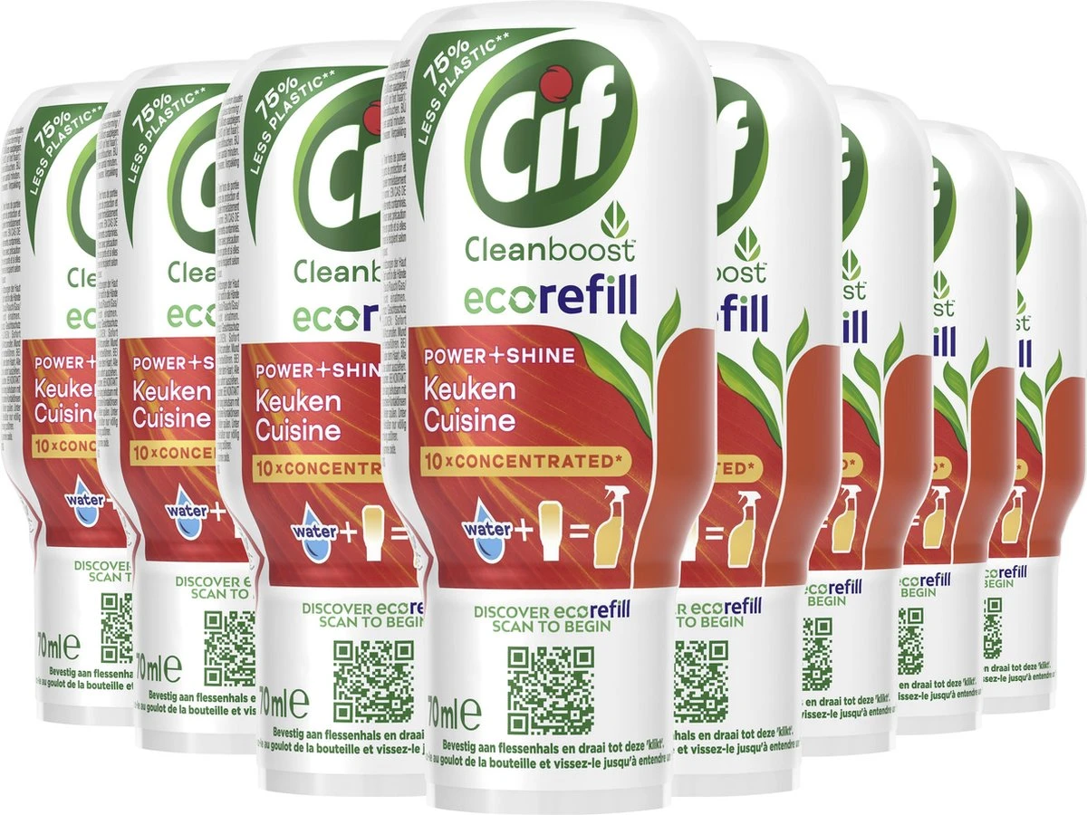 Cif CleanBoost Power & Shine Keuken Ecorefill Capsules - 10 X 70 Ml - Voordeelverpakking 4 Cif CleanBoost Power & Shine Keuken Ecorefill Capsules - 10 X 70 Ml - Voordeelverpakking - Afbeelding 2