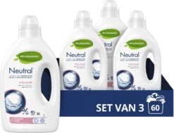 Neutral Kleur Vloeibaar Wasmiddel - 3 X 20 Wasbeurten - Voordeelverpakking