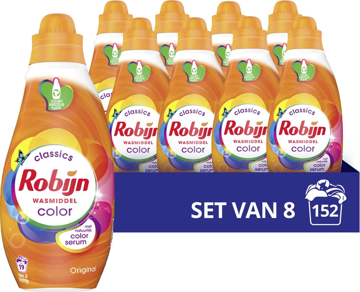 Robijn Klein & Krachtig Color Vloeibaar Wasmiddel - 152 Wasbeurten - Voordeelverpakking 3 Robijn Klein & Krachtig Color Vloeibaar Wasmiddel - 152 Wasbeurten - Voordeelverpakking