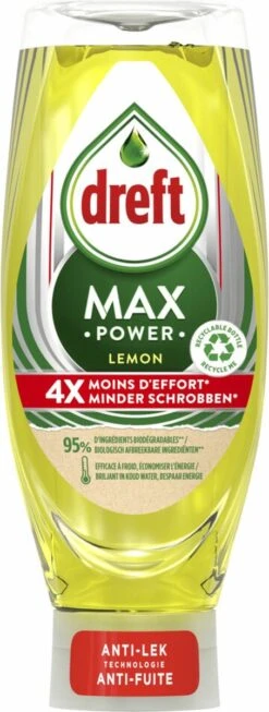 Dreft MaxPower - Lemon - Vloeibaar Afwasmiddel - Voordeelverpakking 8 X 640 Ml -Dagelijkse Benodigdheden Winkel 454x1200