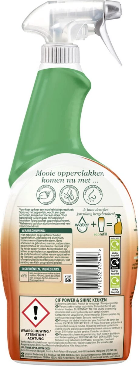 Cif CleanBoost Power & Shine Keuken Spray - 6 X 750 Ml - Voordeelverpakking 4 Cif CleanBoost Power & Shine Keuken Spray - 6 X 750 Ml - Voordeelverpakking - Afbeelding 2