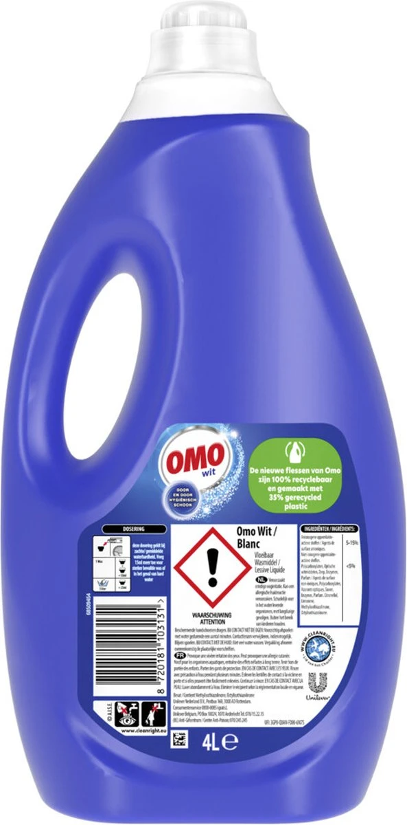 Omo Wit XXL Vloeibaar Wasmiddel - 80 Wasbeurten - Voordeelfles 4 Omo Wit XXL Vloeibaar Wasmiddel - 80 Wasbeurten - Voordeelfles - Afbeelding 2