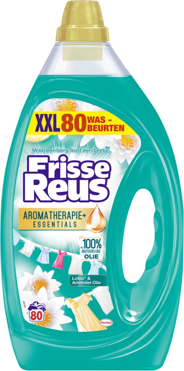 Frisse Reus Lotus Amandel Gel Wasmiddel - Vloeibaar - 80 Wasbeurten - Voordeelverpakking 4 Frisse Reus Lotus Amandel Gel Wasmiddel - Vloeibaar - 80 Wasbeurten - Voordeelverpakking - Afbeelding 2