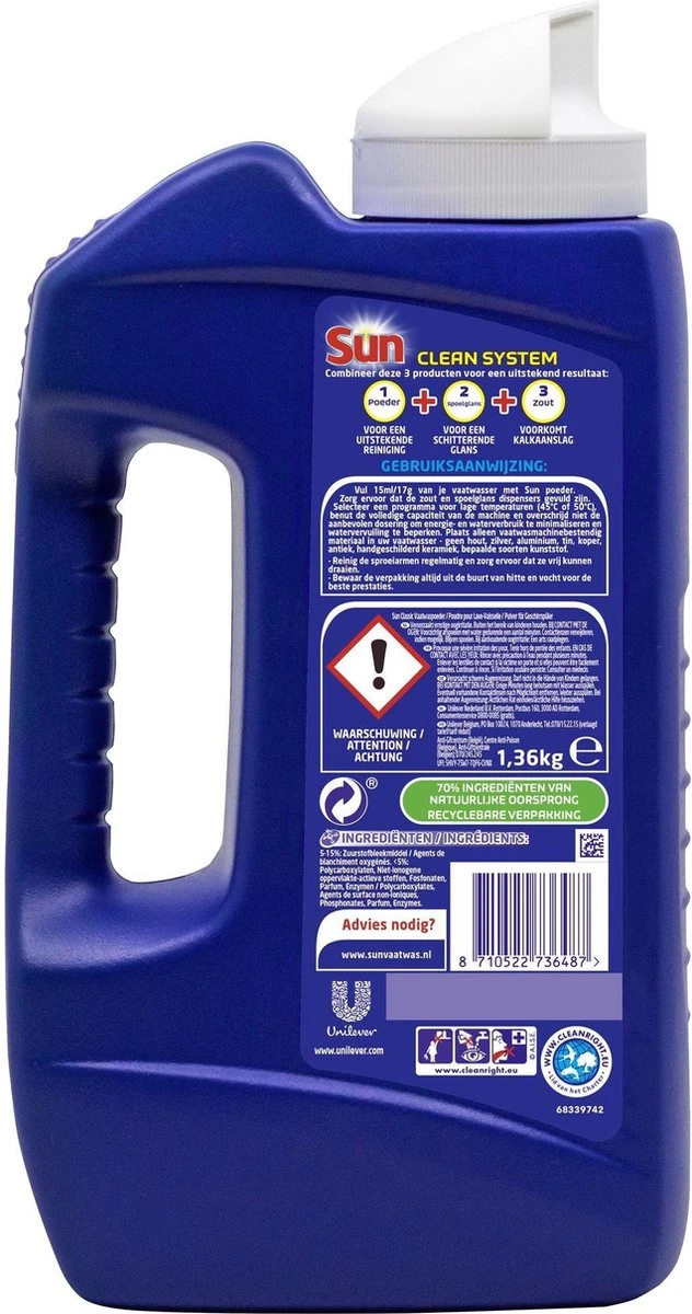 SUN® Sun Classic Normaal Vaatwaspoeder - 6 X 80 Wasbeurten - Voordeelverpakking 4 SUN® Sun Classic Normaal Vaatwaspoeder - 6 X 80 Wasbeurten - Voordeelverpakking - Afbeelding 2