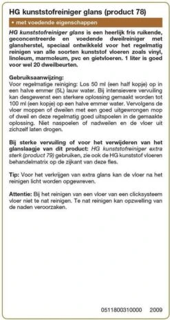 HG Kunststofreiniger Glans - Glansherstel - Geschikt Voor O.a. Pvc, Gietvloeren En Linoleum 8 HG Kunststofreiniger Glans - Glansherstel - Geschikt Voor O.a. Pvc, Gietvloeren En Linoleum -Dagelijkse Benodigdheden Winkel 639x1200 3
