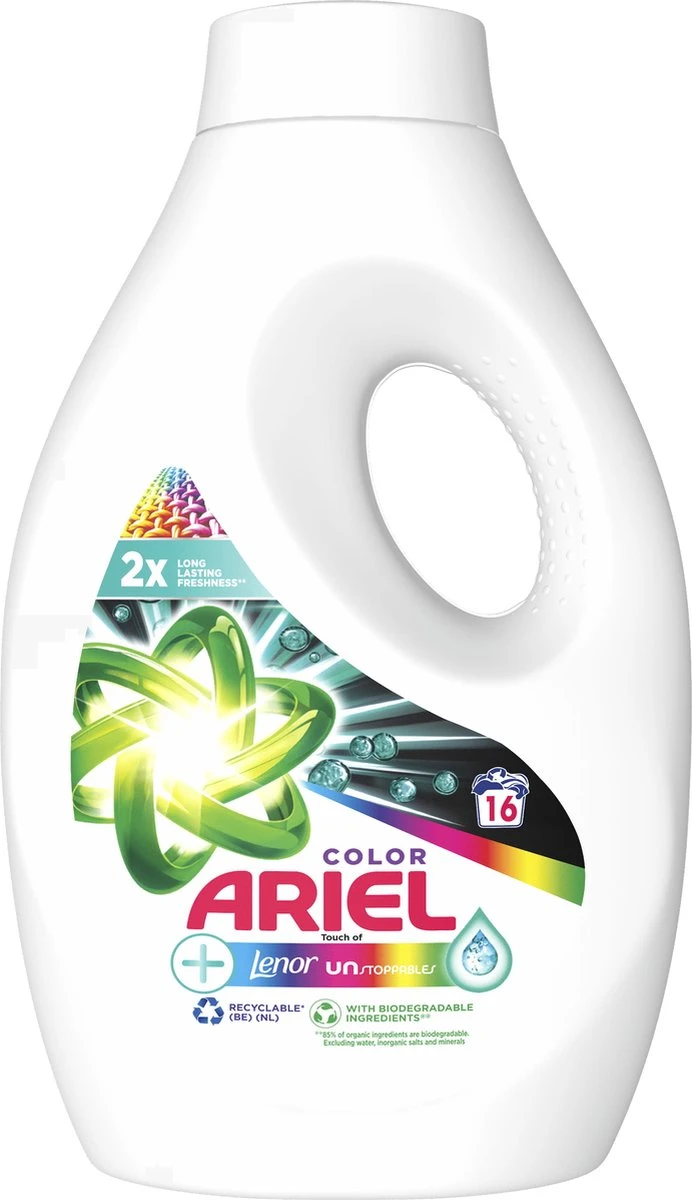 Ariel Vloeibaar Wasmiddel +Touch Van Lenor Unstoppables - Kleur - Voordeelverpakking 4 X 16 Wasbeurten 7 Ariel Vloeibaar Wasmiddel +Touch Van Lenor Unstoppables - Kleur - Voordeelverpakking 4 X 16 Wasbeurten - Afbeelding 5