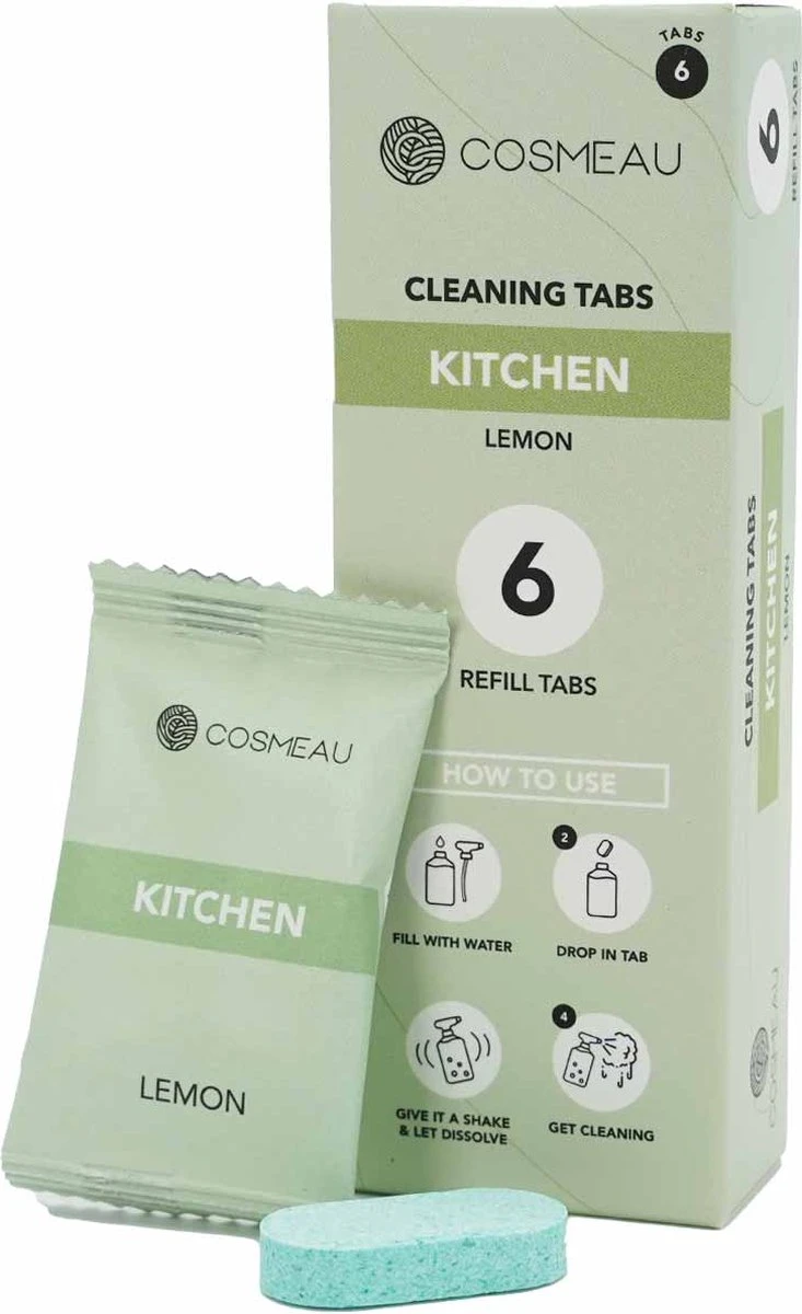 Cosmeau Keukenreiniger 6 Stuks Tabletten Cleaning Tabs Schoonmaak Tabs - Kitchen- Navulverpakking - Refill 3 Cosmeau Keukenreiniger 6 Stuks Tabletten Cleaning Tabs Schoonmaak Tabs - Kitchen- Navulverpakking - Refill