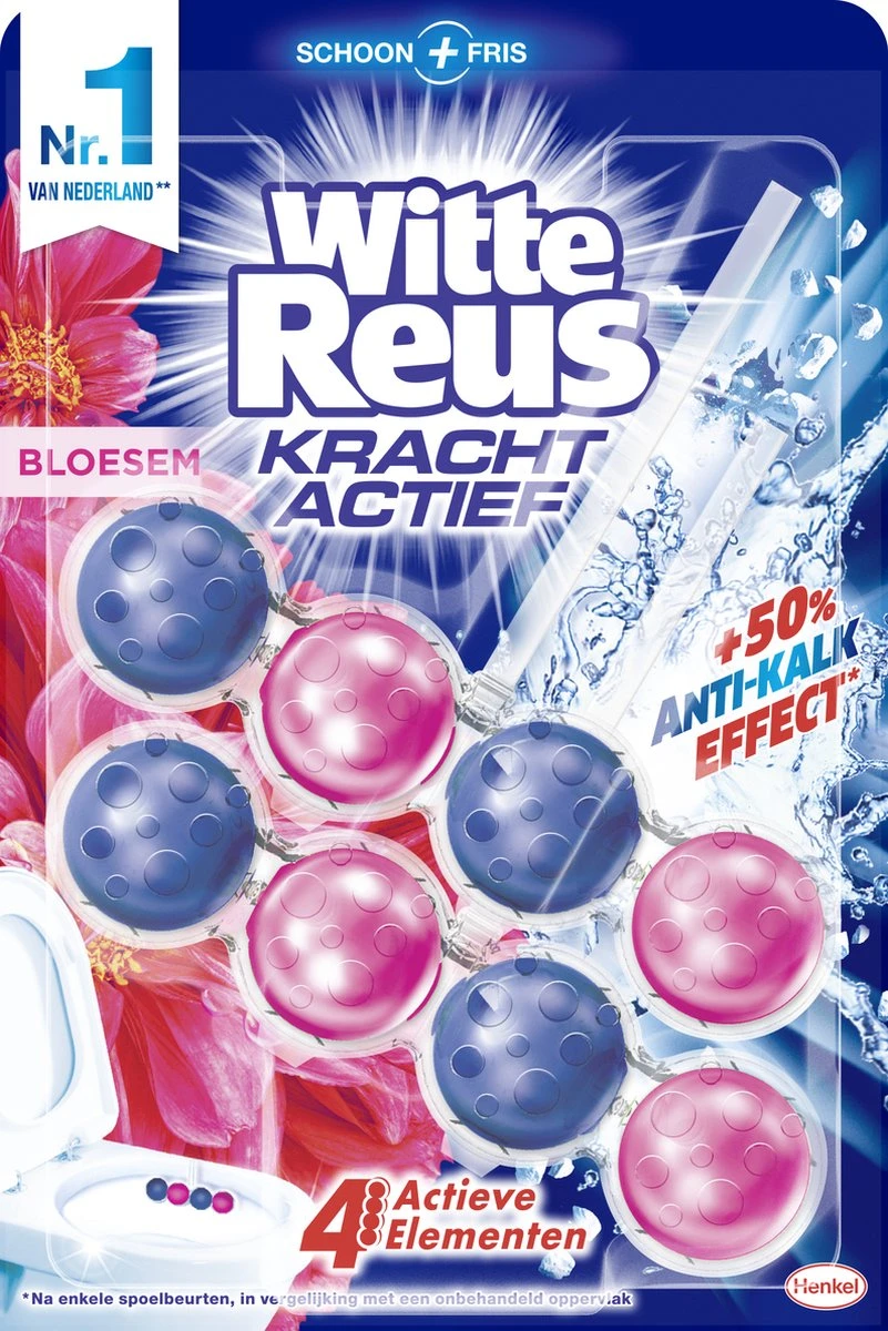 Witte Reus Kracht Actief Toiletblok - Bloesem - WC Blokjes Voordeelverpakking - 20 Stuks 4 Witte Reus Kracht Actief Toiletblok - Bloesem - WC Blokjes Voordeelverpakking - 20 Stuks - Afbeelding 2