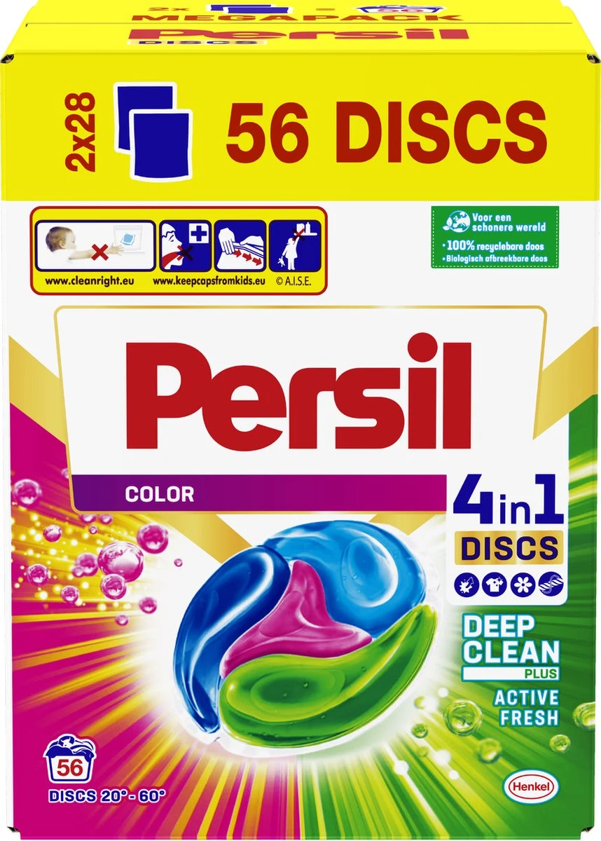 Persil® Persil 4in1 Discs Color Wascapsules - Wasmiddel Capsules - Voordeelverpakking - 2x28 Wasbeurten 6 Persil® Persil 4in1 Discs Color Wascapsules - Wasmiddel Capsules - Voordeelverpakking - 2x28 Wasbeurten - Afbeelding 4