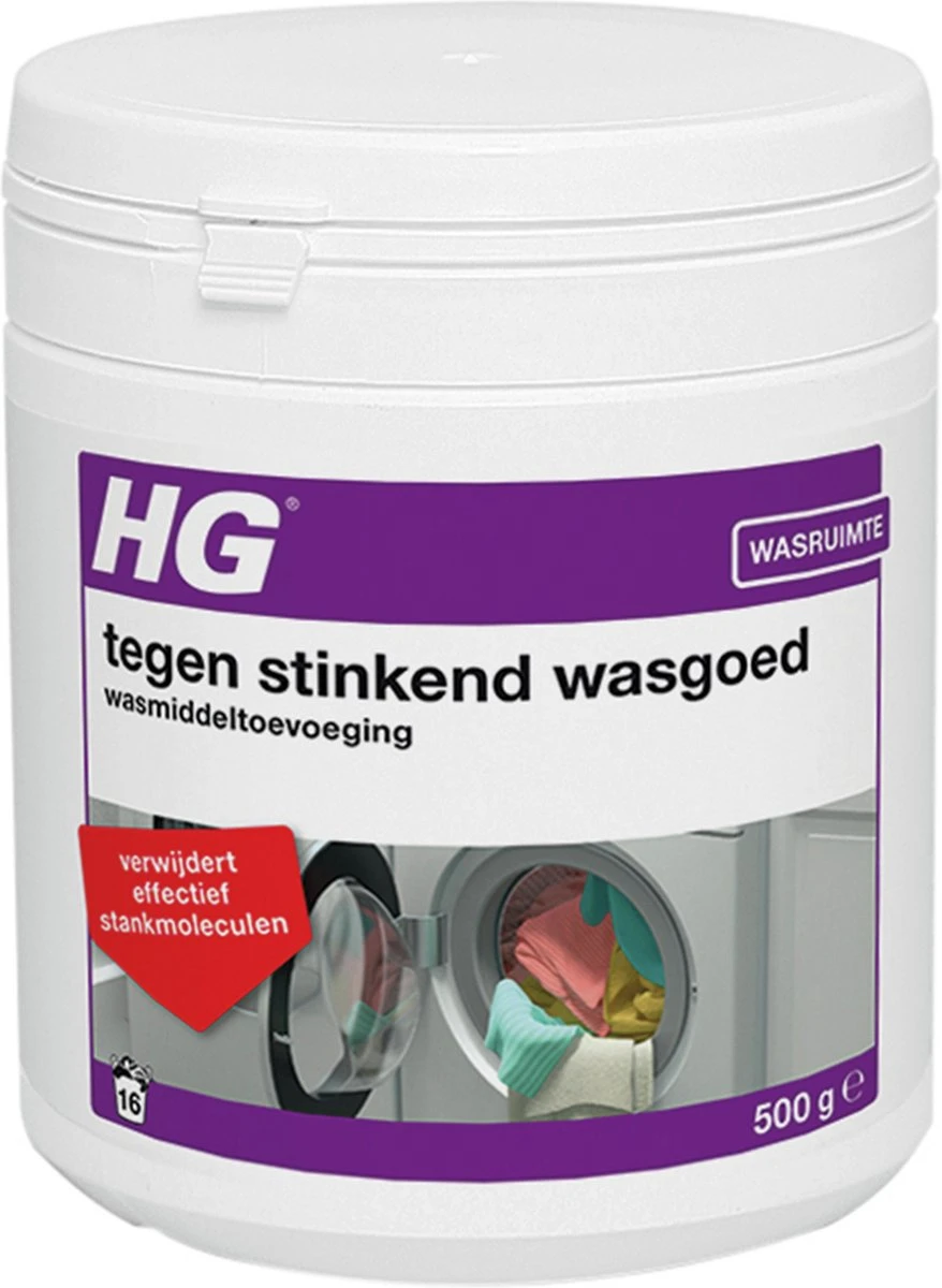 HG Tegen Stinkend Wasgoed Wasmiddeltoevoeging - 500gr - Verwijdert Stankmoleculen - Voor 16 Wasbeurten 3 HG Tegen Stinkend Wasgoed Wasmiddeltoevoeging - 500gr - Verwijdert Stankmoleculen - Voor 16 Wasbeurten