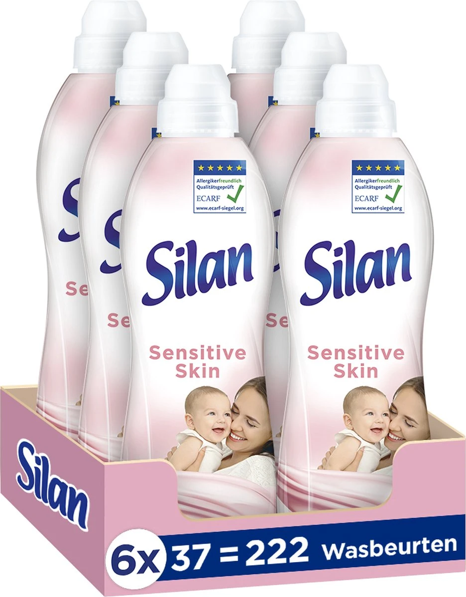 Silan Sensitive Wasverzachter - 6 X 37 Wasbeurten - Voordeelverpakking 3 Silan Sensitive Wasverzachter - 6 X 37 Wasbeurten - Voordeelverpakking