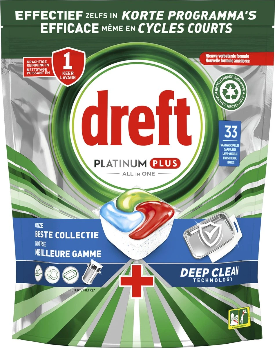 Dreft Platinum Plus All In One Deep Clean - Vaatwastabletten - Voordeelverpakking 4 X 33 Stuks 7 Dreft Platinum Plus All In One Deep Clean - Vaatwastabletten - Voordeelverpakking 4 X 33 Stuks - Afbeelding 5