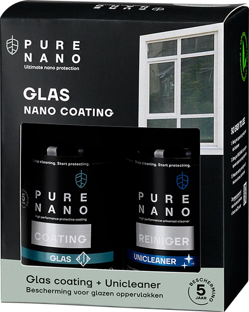 PURE NANO Glas - Nano Coating Voor 5 Jaar Heldere Ramen Met Minder Schoonmaakwerk - 250 Ml 8 PURE NANO Glas - Nano Coating Voor 5 Jaar Heldere Ramen Met Minder Schoonmaakwerk - 250 Ml - Afbeelding 6
